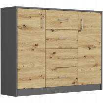 Produkt: Komoda 110cm 4 szuflady 2 drzwi szafka FRAMIRE U-1 antracyt  mix artisan