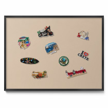 Produkt: Tablica magnetyczna wisząca, beżowy, czarna rama, 80x60, Tulup