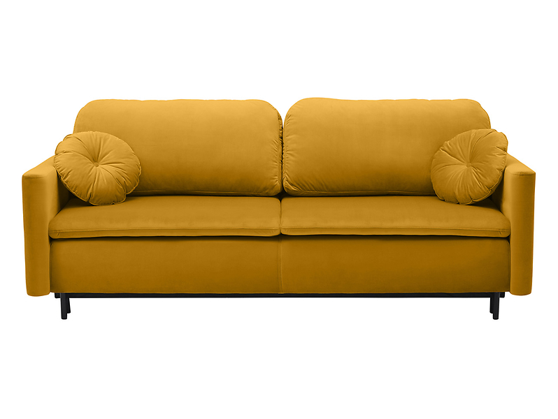sofa trzyosobowa Sophia rozkładana z pojemnikiem welurowa żółta, 545829