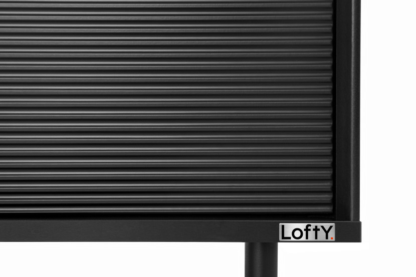 KONSIMO LOFTY Komoda w stylu loft na czarnych drewnianych nogach z półkami, 5485901