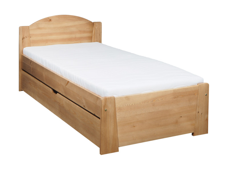 Łóżko 90x200 drewniane MIKI, kolor dębowy + stelaż, szuflada, 553816