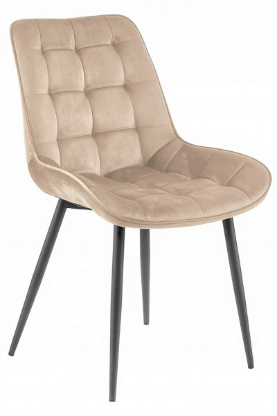 Krzesło Welurowe Pikowane Loft Jadalnia Salon Beż  M17, 5595306