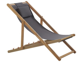 Leżak krzesło poduszka ciemne drewno szary