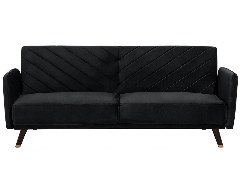 Sofa kanapa rozkładana welur czarna, 561822