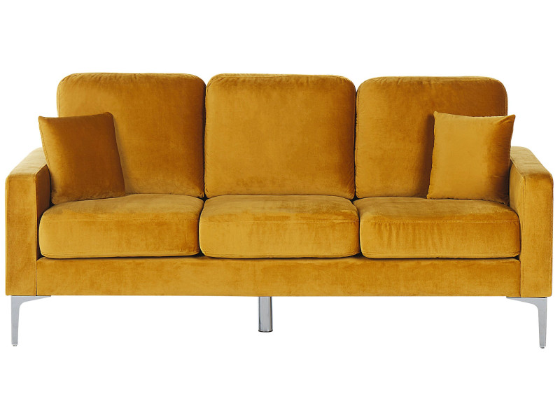 Sofa kanapa welurowa retro żółta, 561929