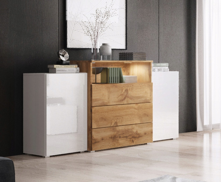 Dwudrzwiowa Komoda Urban 150 Cm Szuflady Półki, 5626406