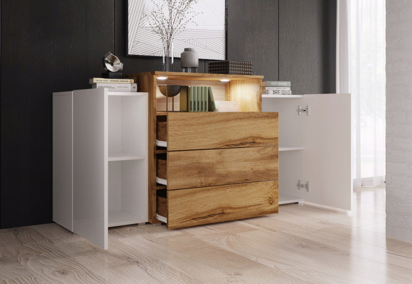 Dwudrzwiowa Komoda Urban 150 Cm Szuflady Półki, 5626407
