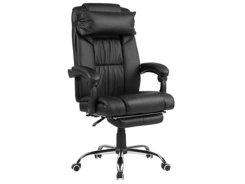 Fotel biurowy krzesło ekoskóra czarny, 564166