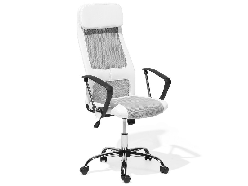 Krzesło fotel biurowe regulowane białe, 564212