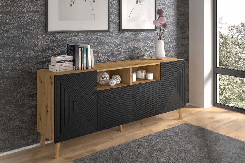KONSIMO TUNDI Duża Komoda LOFT na nóżkach, Dąb Artisan, Cichy Domyk, 5653937
