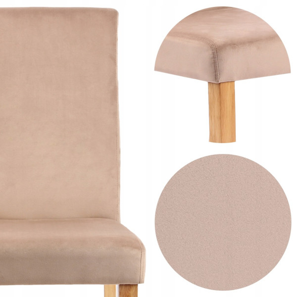 Krzesło do jadalni taupe Laro velvet oparcie wysokie do salonu stylowe, 5669582