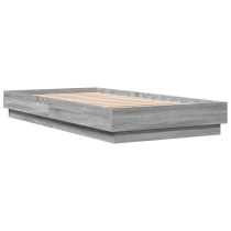 Łóżko Szare Rama Łóżka Ze Stelażem Do Sypialni Pokoju LED 75x190 cm