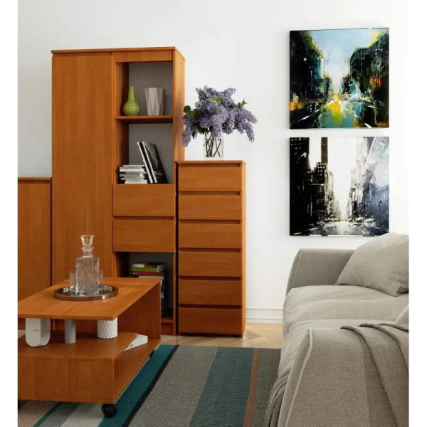 Wąska komoda do salonu, STILO, 40x35x109 cm, olcha, mat | TYLETEGOTU, 5726983
