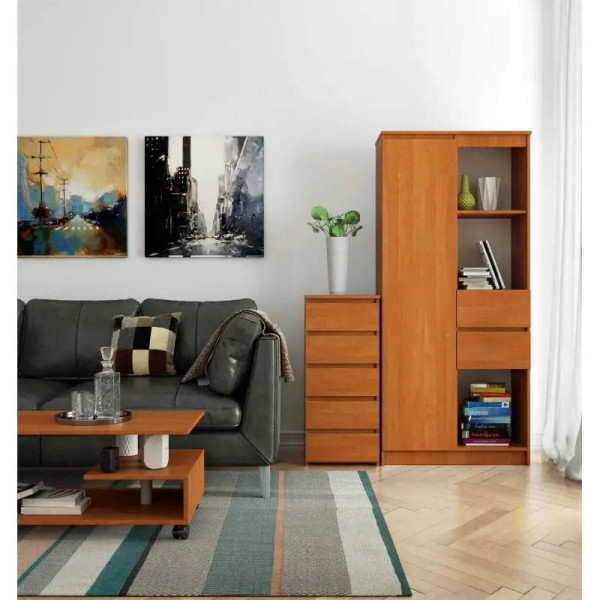 Wąska komoda, STILO, 5 szuflad, 40x35x92 cm, olcha, mat | TYLETEGOTU, 5727018