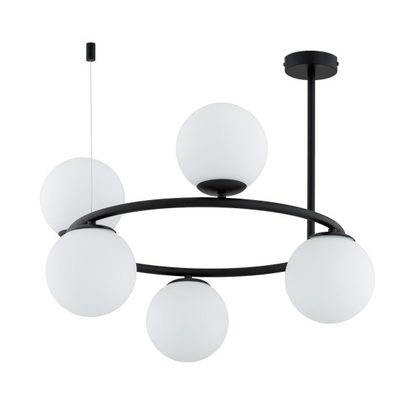 Lampa wisząca czarno-biała RINGO 5xE14x10W wym: 51x54x54 cm Alfa, 5735991