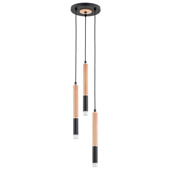 Lampa wisząca jasne drewno-czarna-złota RODEO 3xG9x10W Alfa, 5736977