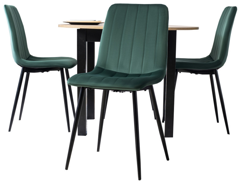 Zestaw stół z krzesłami HARRY Riviera/Cz.+ 4x IBIS Zielony, 575099