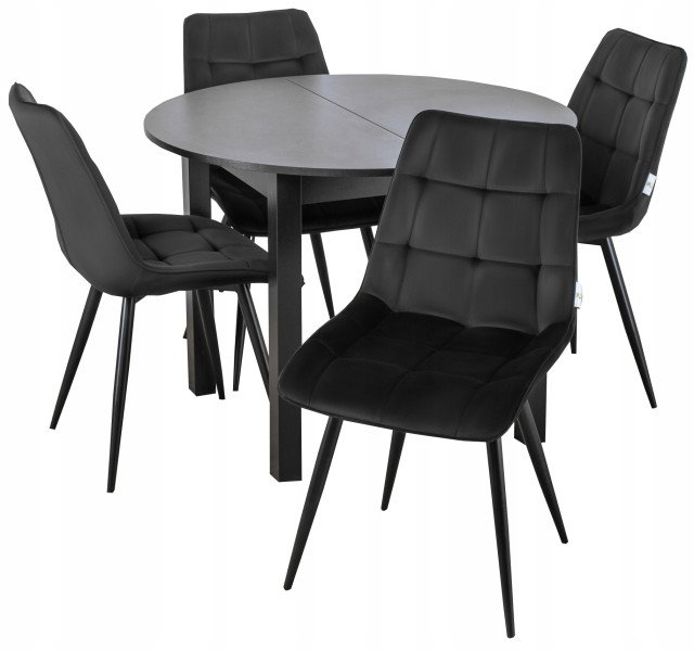 Zestaw stół i krzesła HARRY Czarny i 4 krzesła RIO Czarne, 575159