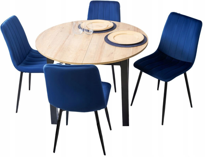 Zestaw stół i krzesła HARRY Riviera/Cz.+ 4x IBIS Granat, 575324