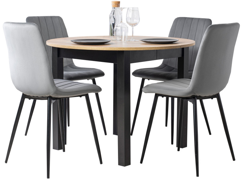 Zestaw stół i krzesła HARRY Riviera/Cz. + 4x IBIS Popiel, 575339