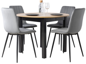 Zestaw stół i krzesła HARRY Riviera/Cz. + 4x IBIS Popiel