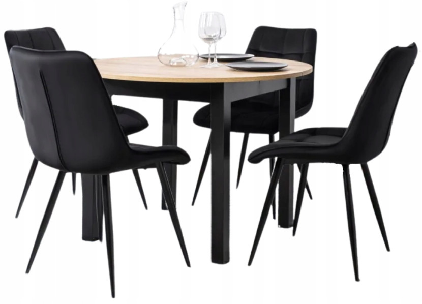 Zestaw stół i krzesła HARRY Riviera/Cz. + 4x RIO Czarne, 575459