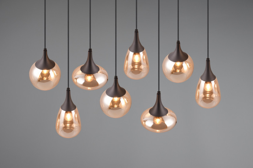 Lampa wisząca czarno-miodowy LUMINA 8xE14x40W wym: 150x121x34,5 cm Trio, 5834655