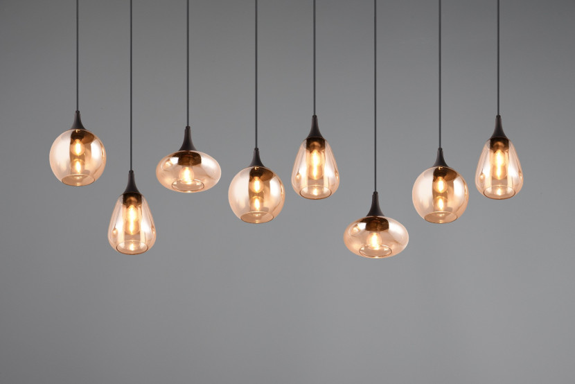 Lampa wisząca czarno-miodowy LUMINA 8xE14x40W wym: 150x121x34,5 cm Trio, 5834656