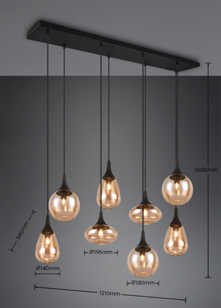 Lampa wisząca czarno-miodowy LUMINA 8xE14x40W wym: 150x121x34,5 cm Trio, 5834657
