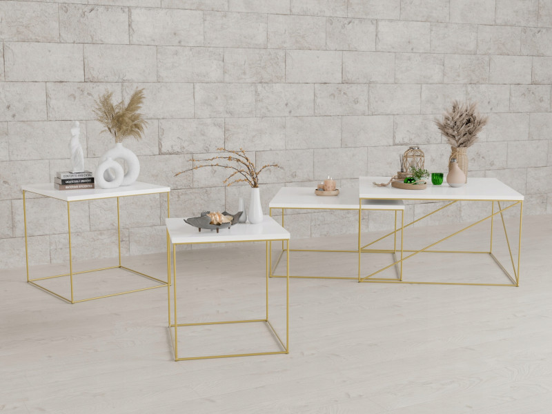Ława Kawowa Druciana Stolik Loft Glamour Złoty BP, 5856145