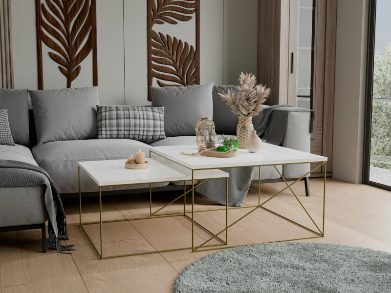 Ława Kawowa Druciana Stolik Loft Glamour Złoty BP, 5856146