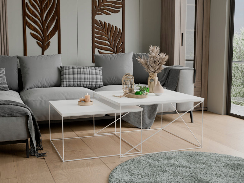 Ława Kawowa Druciana Stolik Loft Industrial Biały, 5856173