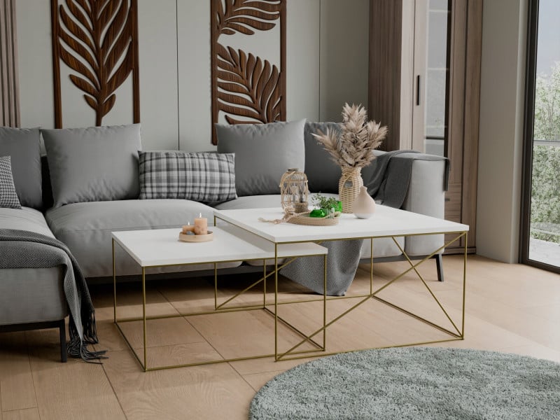 Ława Kawowa Druciana Stolik Loft Glamour Złoty BM, 5856182