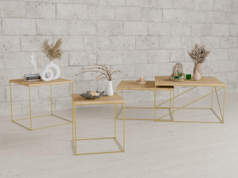Ława Kawowa Druciana Stolik Loft Glamour Złoty DA, 5856190