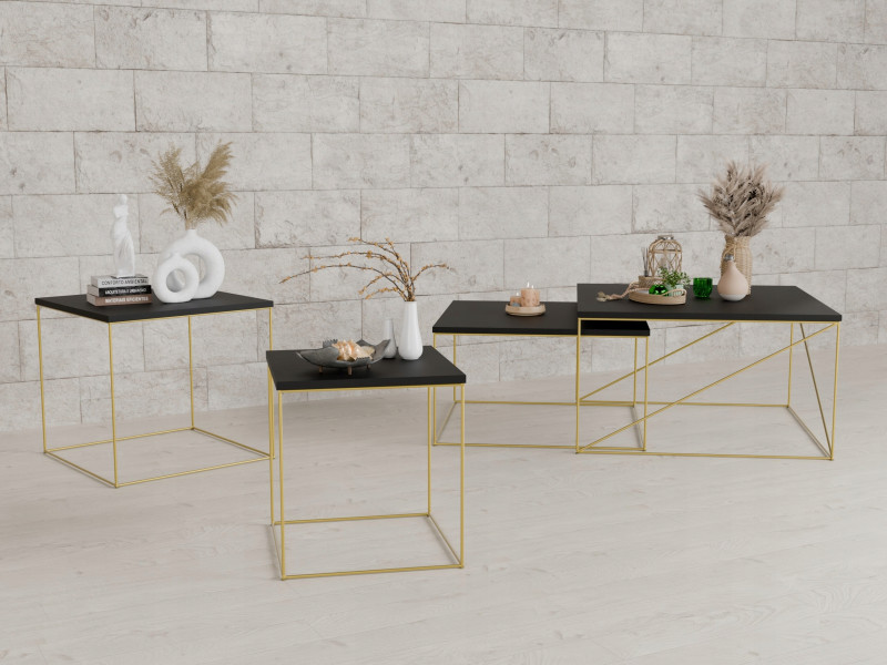 Ława Kawowa Druciana Stolik Loft Glamour Złoty CZ, 5856199
