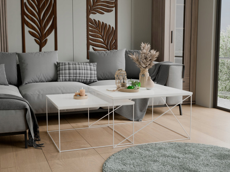 Ława Kawowa Druciana Stolik Loft Industrial Biały, 5856209