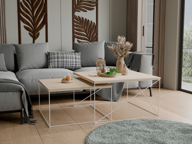 Ława Kawowa Druciana Stolik Loft Industrial Biały, 5856218