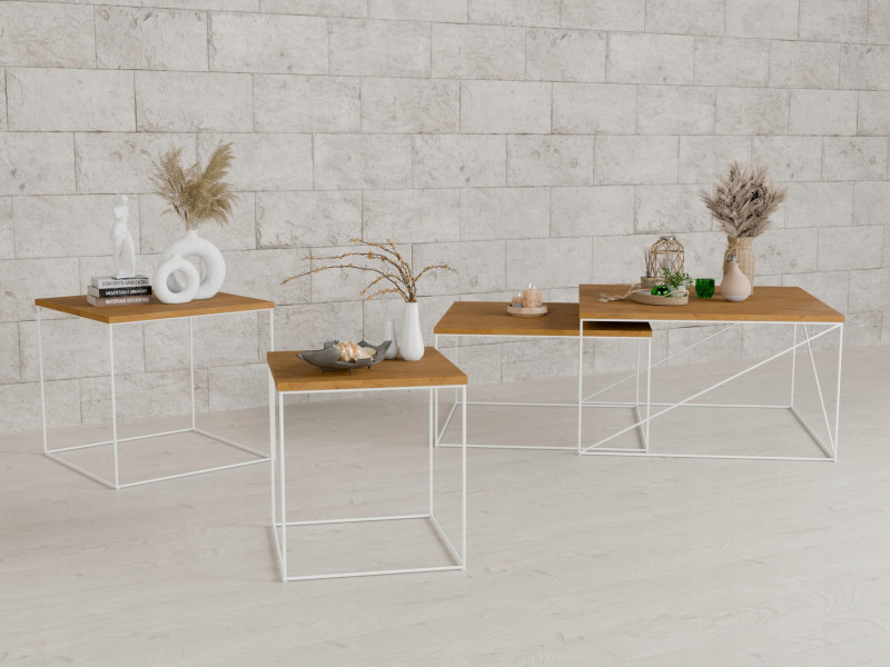 Ława Kawowa Druciana Stolik Loft Industrial Biały, 5856276