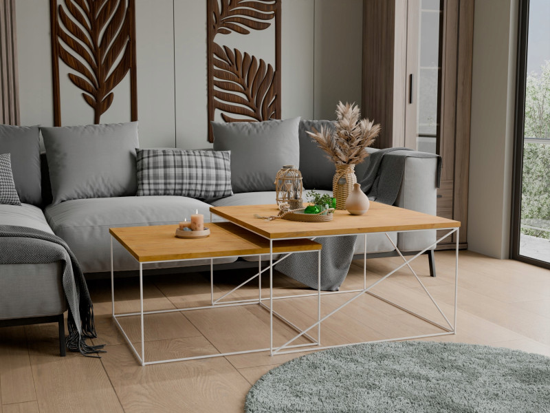 Ława Kawowa Druciana Stolik Loft Industrial Biały, 5856277