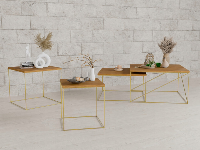 Ława Kawowa Druciana Stolik Loft Glamour Złoty DL, 5856294