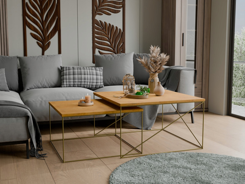 Ława Kawowa Druciana Stolik Loft Glamour Złoty DL, 5856295
