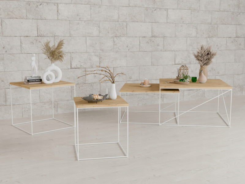 Ława Kawowa Druciana Stolik Loft Industrial Biały, 5856307