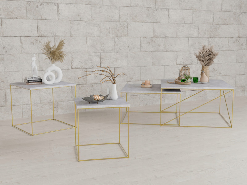 Ława Kawowa Druciana Stolik Loft Glamour Złoty BJ, 5856320