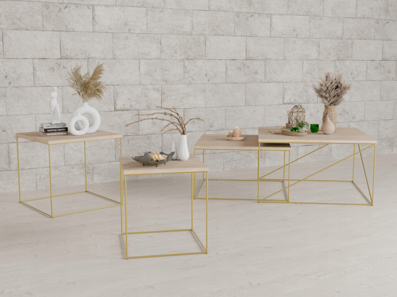 Ława Kawowa Druciana Stolik Loft Glamour Złoty DS, 5856329