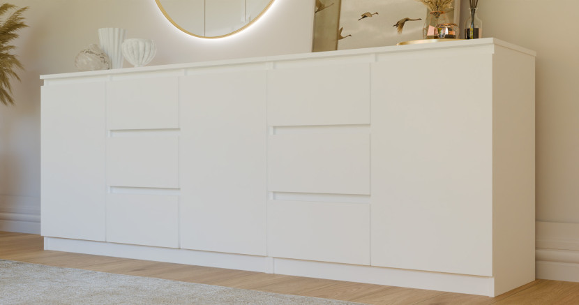 Zestaw komoda Costa 6 szuflad 3 drzwi szafka biała, 5927499