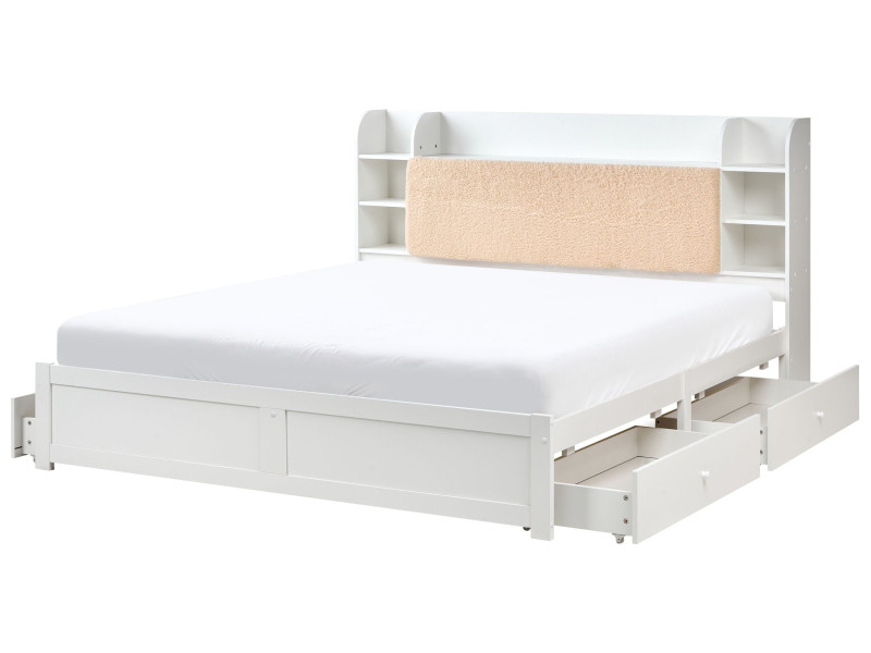Rama łóżka z 4 szufladami i półkami 180x200 białe, 5932667