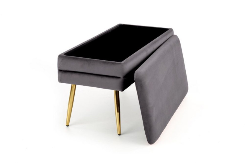 Ławka Velva Velvet szara/złota z pojemnikiem, 5955712