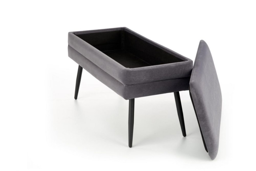Ławka Velva Velvet szara/czarna z pojemnikiem, 5956165