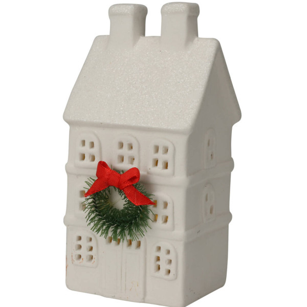 Figurka świąteczna, domek z brokatowym dachem, 597577
