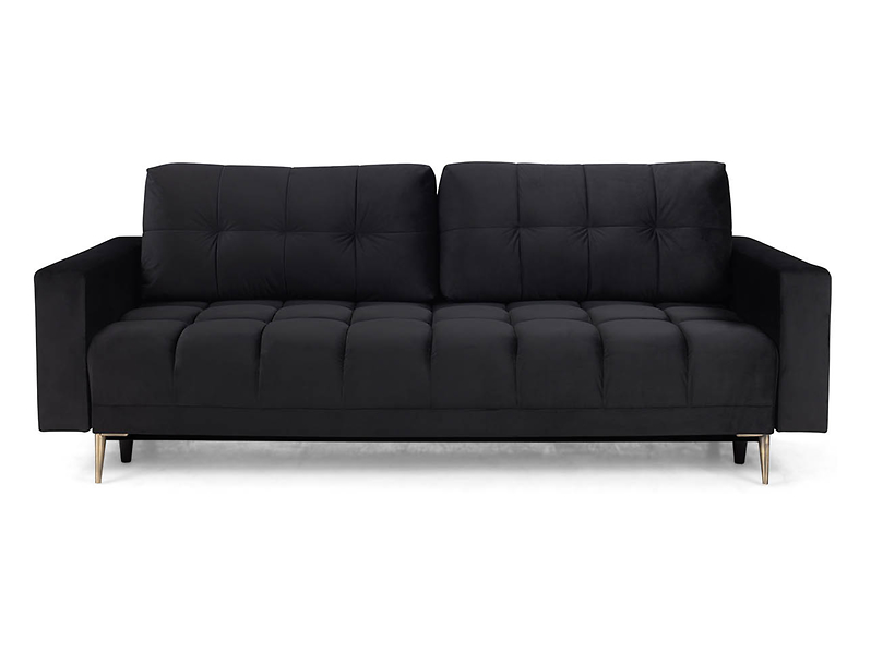 sofa trzyosobowa Belmira rozkładana z pojemnikiem welurowa czarna, 599269